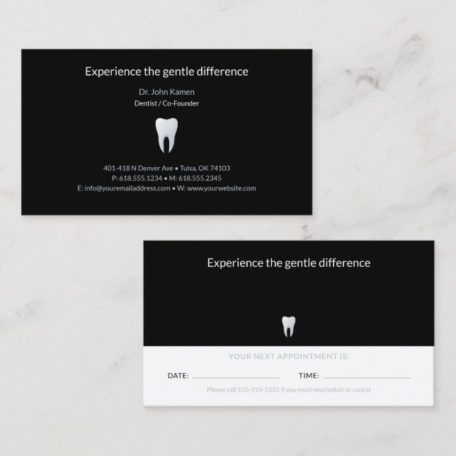 Visite Dentiste | Carte de rendez-vous dentaire (Devant / Derrière)