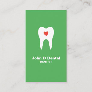 Visite dentiste dentaire vert dent et coeur carte de visi