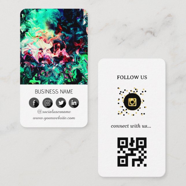Visite Design de marbre - Médias sociaux QR Code Carte de (Devant / Derrière)