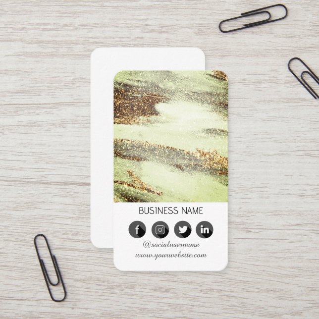 Visite Design de marbre - Médias sociaux QR Code Carte de (Devant/Arrière en situation)