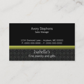 Visite Designer Damask Carte de visite, Olive Green