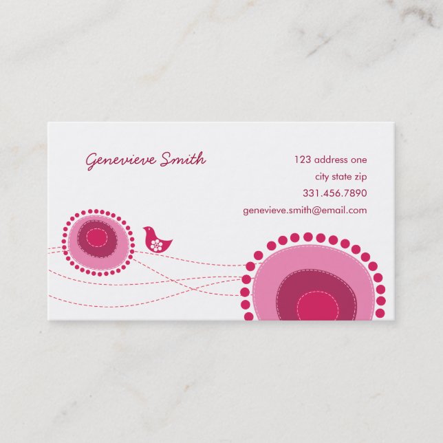 Visite Dots de fleurs roses et carte de profil de plaisir (Devant)
