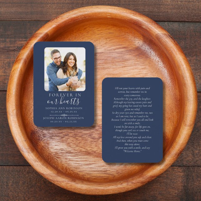 Visite Double carte de prière bleue photo funéraire commé (Créateur téléchargé)