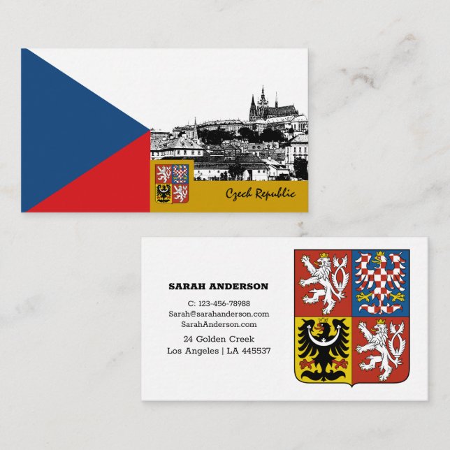 Visite Drapeau tchèque Carte de visite, Tchéquie moderne  (Devant / Derrière)
