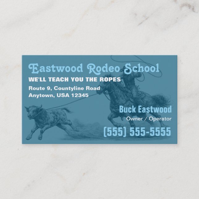Visite École de Rodéo | Carte d'Instructeur de Roping Cow (Devant)
