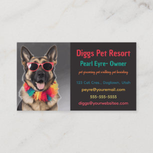 Visite Editable German Shepherd Pet Resort Carte de visit