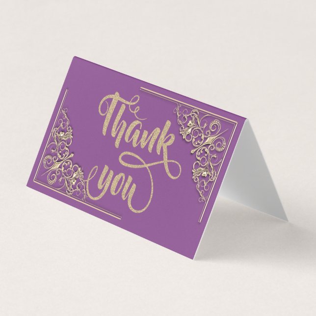 Visite Élégant Carte de remerciements de brillance or élé (Devant)