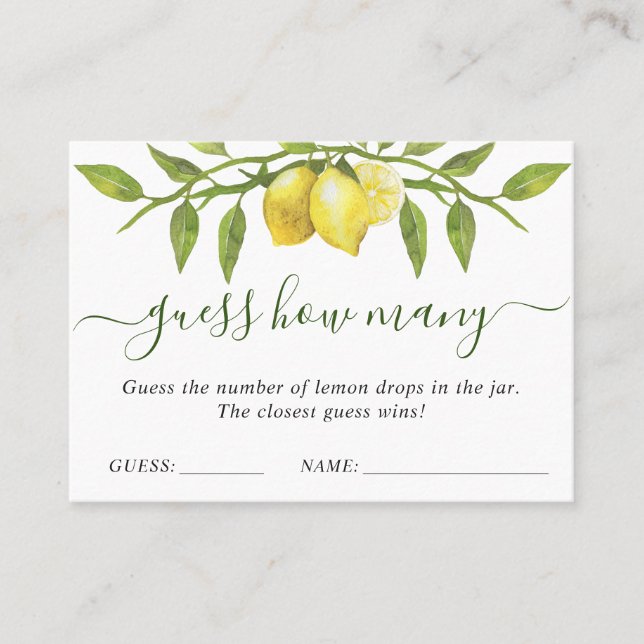 Visite Élégant Citron Devine Combien De Carte De Jeu (Devant)