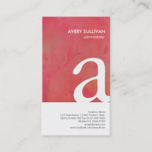 Visite Élégant Crimson Aquarelle Monogramme Carte de visi