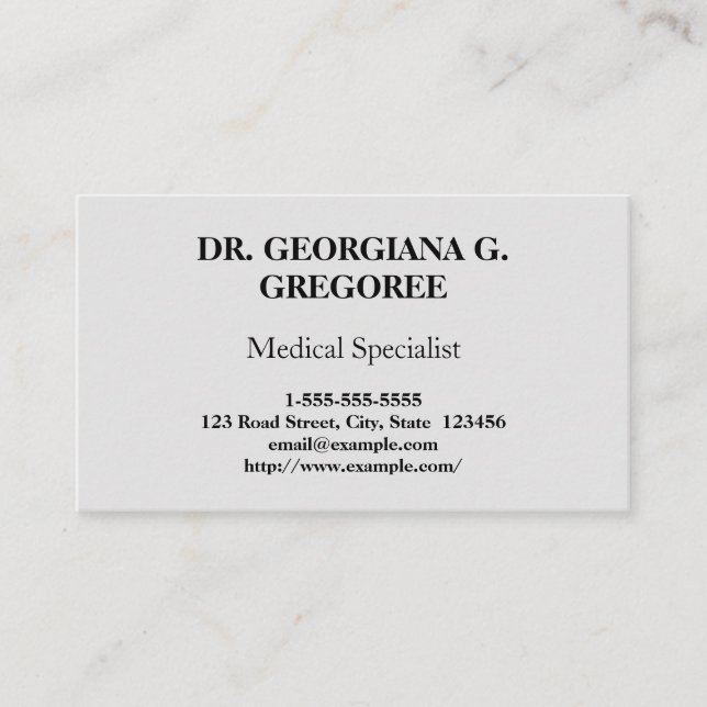 Visite Élégant et élégant Médicale spécialiste Carte de v (Devant)