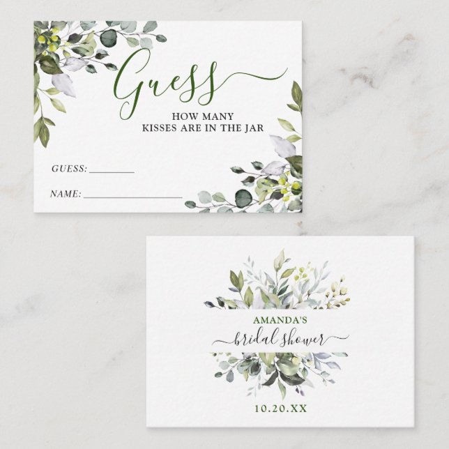 Visite Elégant Eucalyptus Devinez Combien De Carte De Jeu (Devant / Derrière)