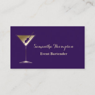 Visite Elegant Gold Purple Événement Bartender Carte de v