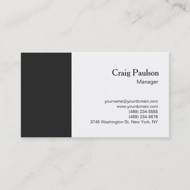 Visite Élégant gris foncé blanc clair simple Carte de vis (Devant)