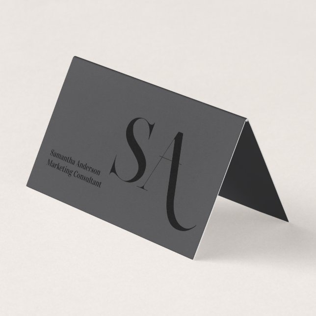 Visite Élégant minimaliste Monogramme plié Carte de visit (Devant)