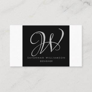 Visite Élégant Monogramme noir gris designer Carte de v