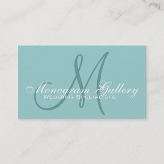 Visite Élégant Monogramme personnalisable Aqua Carte de v