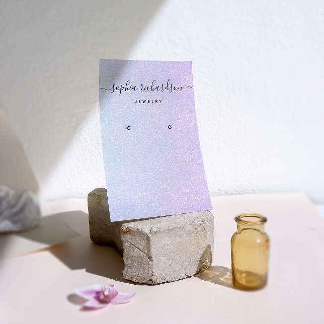 Visite Elégant Pastel Dreamy | Carte d'affichage de l'ore (A dreamy, pastel colored earring display card with a glitter look)