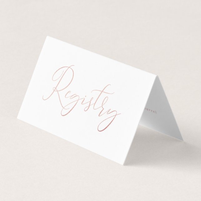 Visite Élégant Script Rose Gold Foil carte cadeau de regi (Devant)