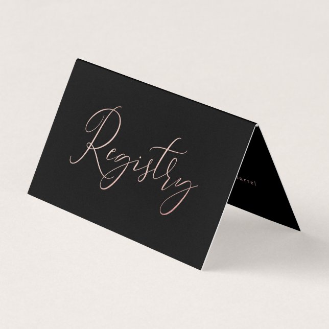 Visite Élégant Script Rose Gold Foil carte cadeau de regi (Devant)