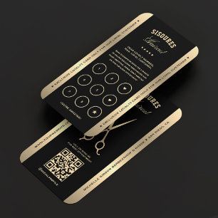 Visite Elégante Barber Faux Ciseaux Or Carte de fidélité