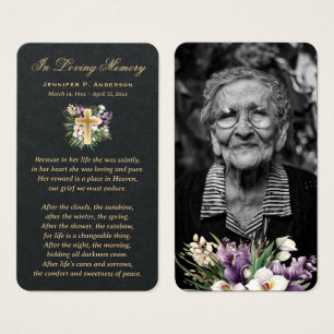 Visite Elégante Black Gold Floral Cartes de prière