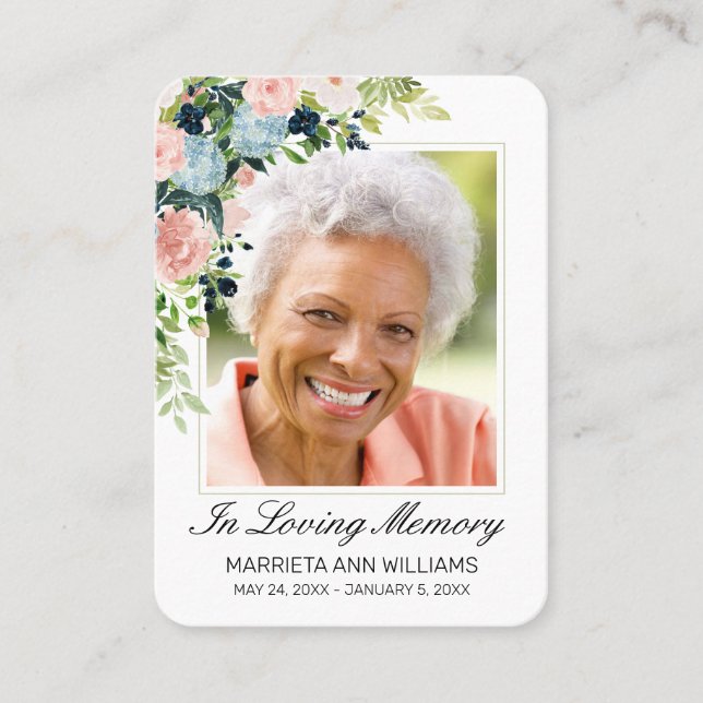 Visite Elégante carte de couleur rose rose florale (Devant)