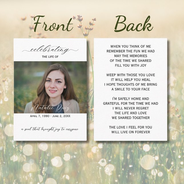 Visite Elégante carte de prière funéraire photo (Créateur téléchargé)