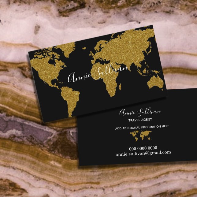 Visite Elégante carte du monde de Faux Gold Agent de voya (Créateur téléchargé)