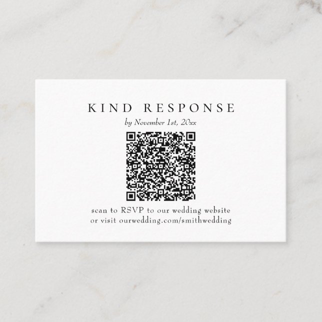 Visite Élégante carte RSVP de mariage QR classique (Devant)