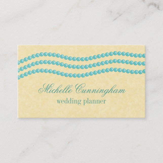 Visite Elégante perles Carte de visite, Turquoise (Devant)