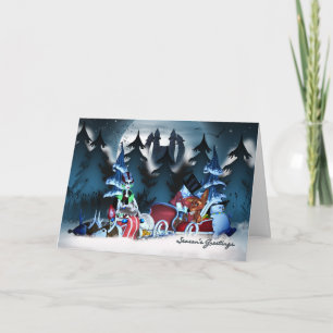 Visite en famille, carte de Noël gothique