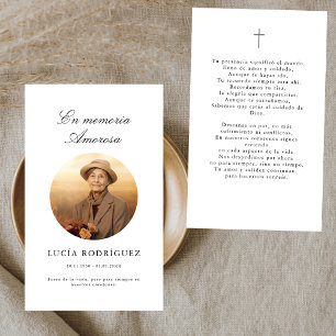 Visite En Mémoire Carte de prière funéraire en espagnol