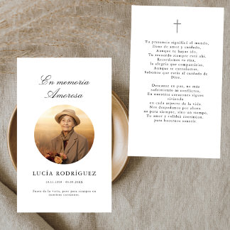 Visite En Mémoire | Carte de prière funéraire en espagnol