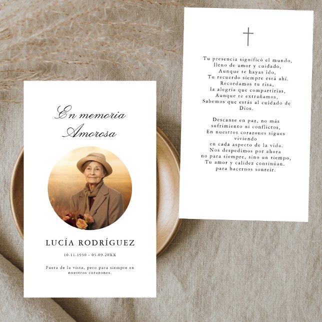 Visite En Mémoire | Carte de prière funéraire en espagnol (Créateur téléchargé)