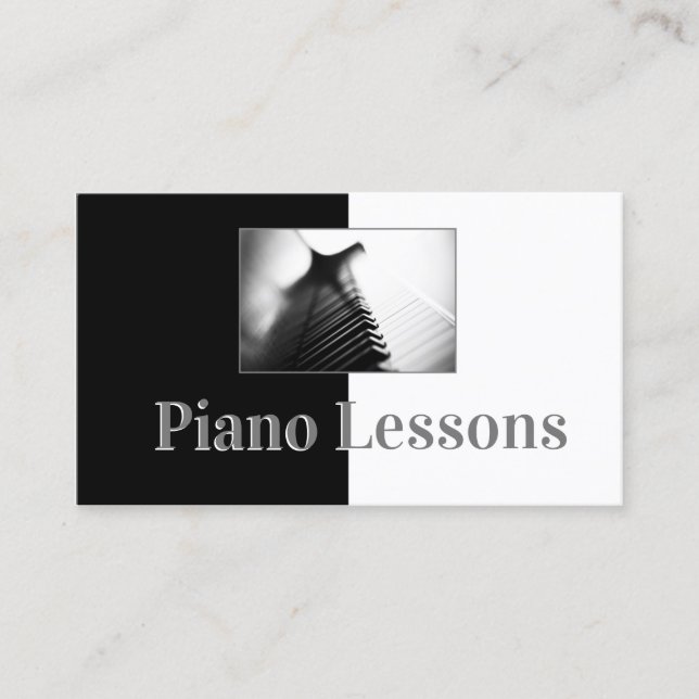 Visite Enseignant de musique piano noir et blanc Carte de (Devant)