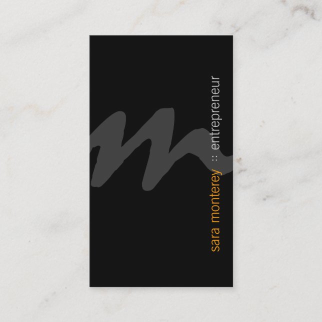 Visite Entrepreneur Gras Script Monogramme Carte de visit (Devant)