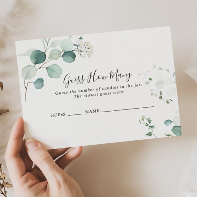 Visite Été Vert Eucalyptus Devinez Combien De Carte De Je (Créateur téléchargé)