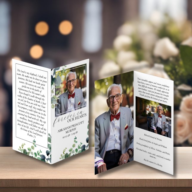 Visite Eucalyptus Photo Petite carte de prière commémorat (Créateur téléchargé)