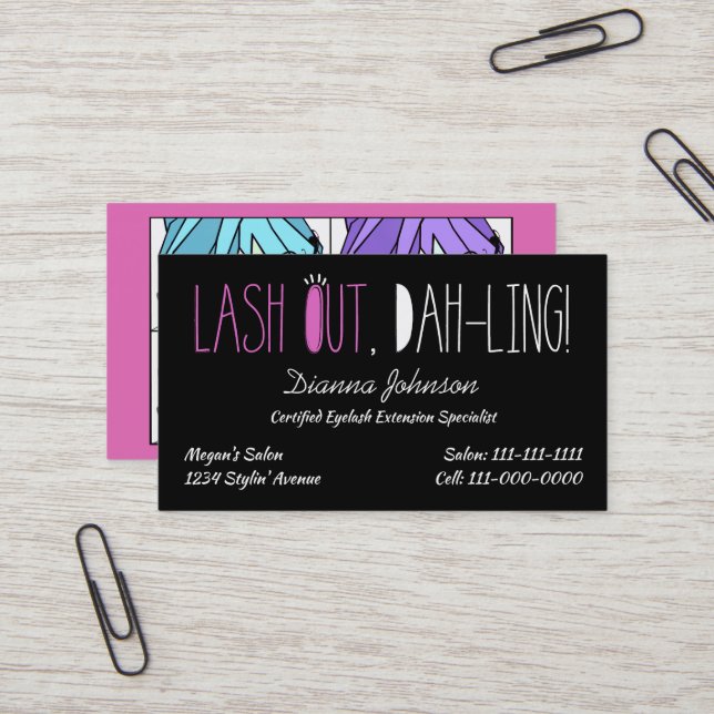 Visite "Eyelash Divas" Lash Out, Dah-ling ! Carte de visi (Devant/Arrière en situation)