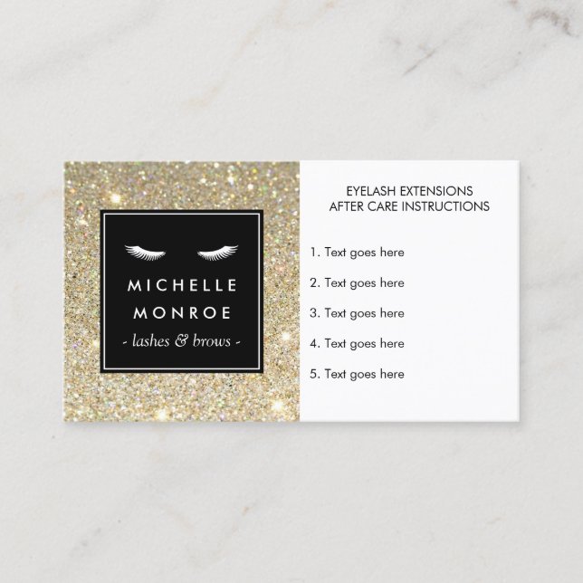 Visite Eyelashes avec Gold Parties scintillant Carte de s (Devant)