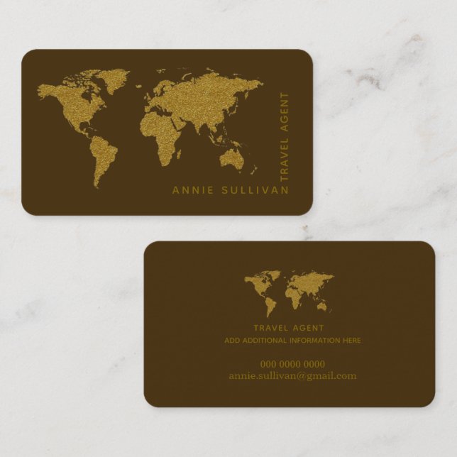 Visite Faux carte du monde de l'agent de voyage marron  (Devant / Derrière)