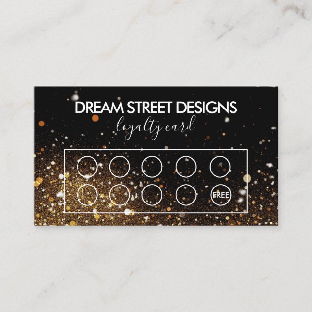 Visite Faux Parties scintillant Gold & Black Carte de fid (Devant)