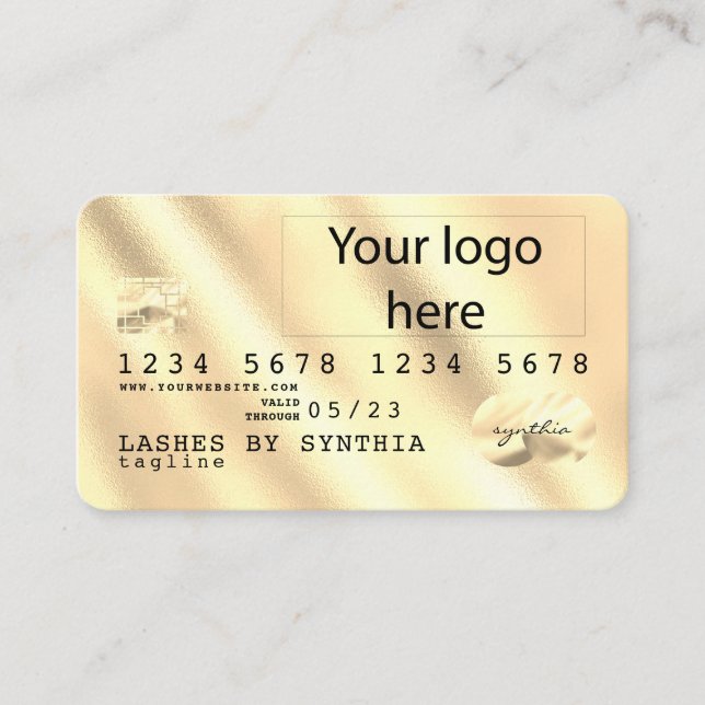 Visite Feuille d'or Carte de crédit ajouter votre logo (Devant)