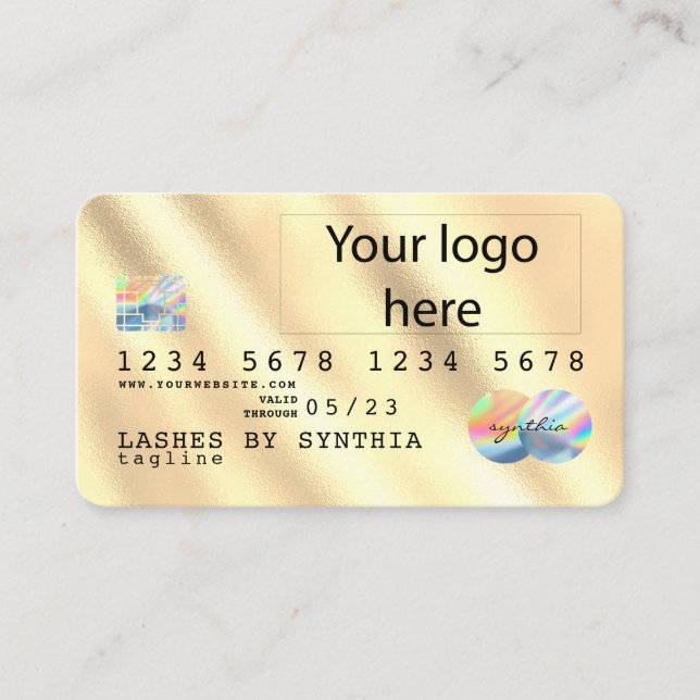 Visite Feuille d'or Carte de crédit ajouter votre logo ho (Devant)