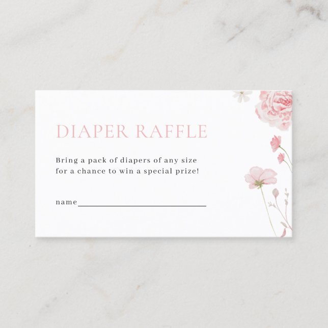 Visite Fille rose Baby en fleur Carte Raffle de couches e (Devant)