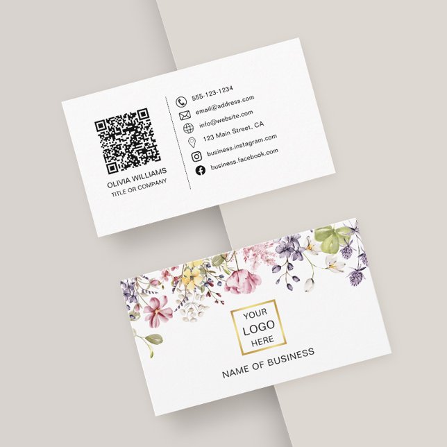 Visite Fleur sauvage QR Code Social Media Icon Carte de v (Créateur téléchargé)