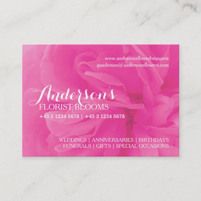 Visite fleuriste rose rose fleuriste cubby carte de visit (Devant)