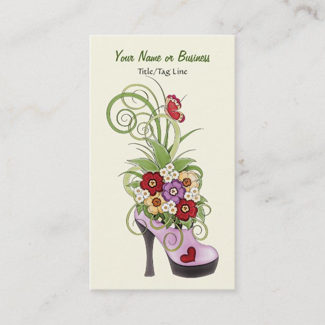 Visite Fleurs de chaussures à talon élevé Carte professio (Devant)