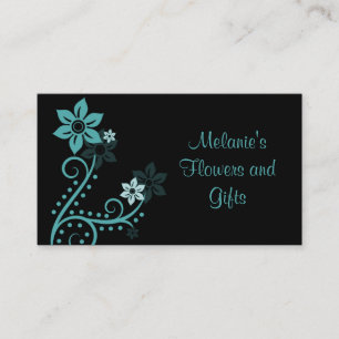 Visite Fleurs exquises carte de visite, turquoise