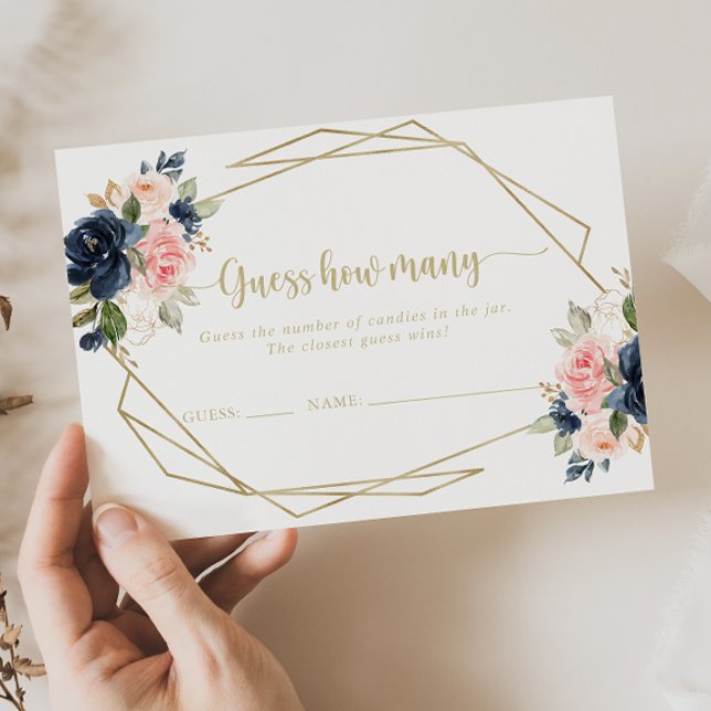 Visite Floral Gold Géométrique Devinez combien de carte d (Créateur téléchargé)